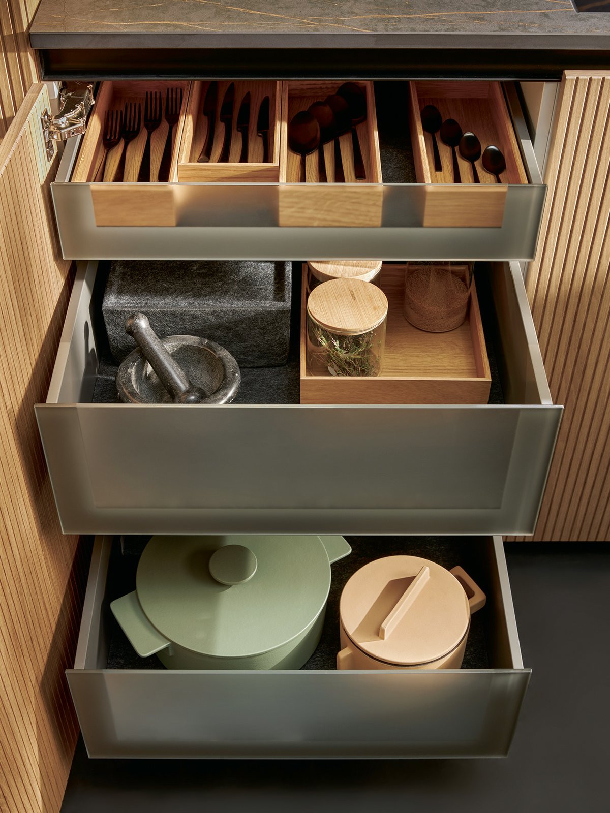 wooden flex-boxes in the kitchen
