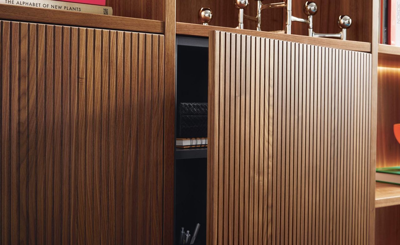 cupboards with walnut fronts