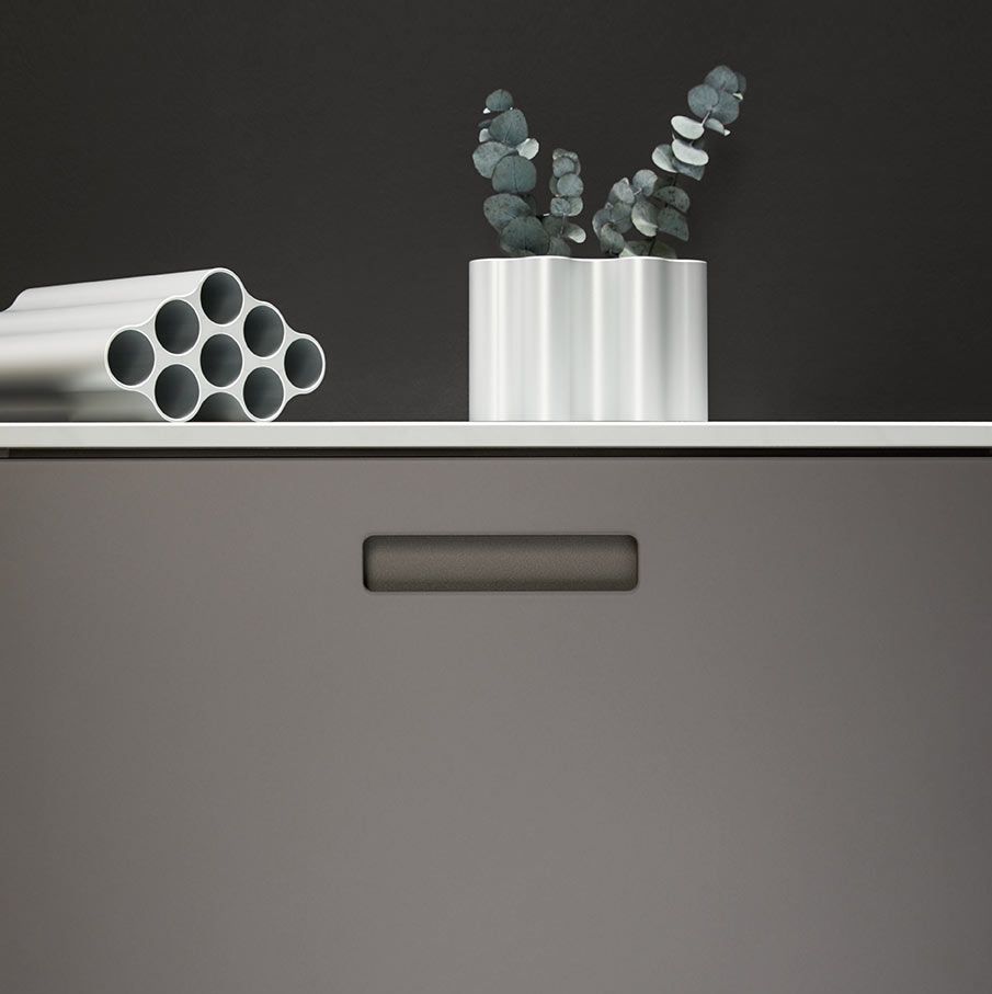 G582 Glas matt basalt metallic | 9582 Griffschale in matt basalt metallic