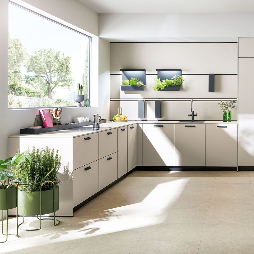 next125 cuisine avec façades en linoléum gris naturel