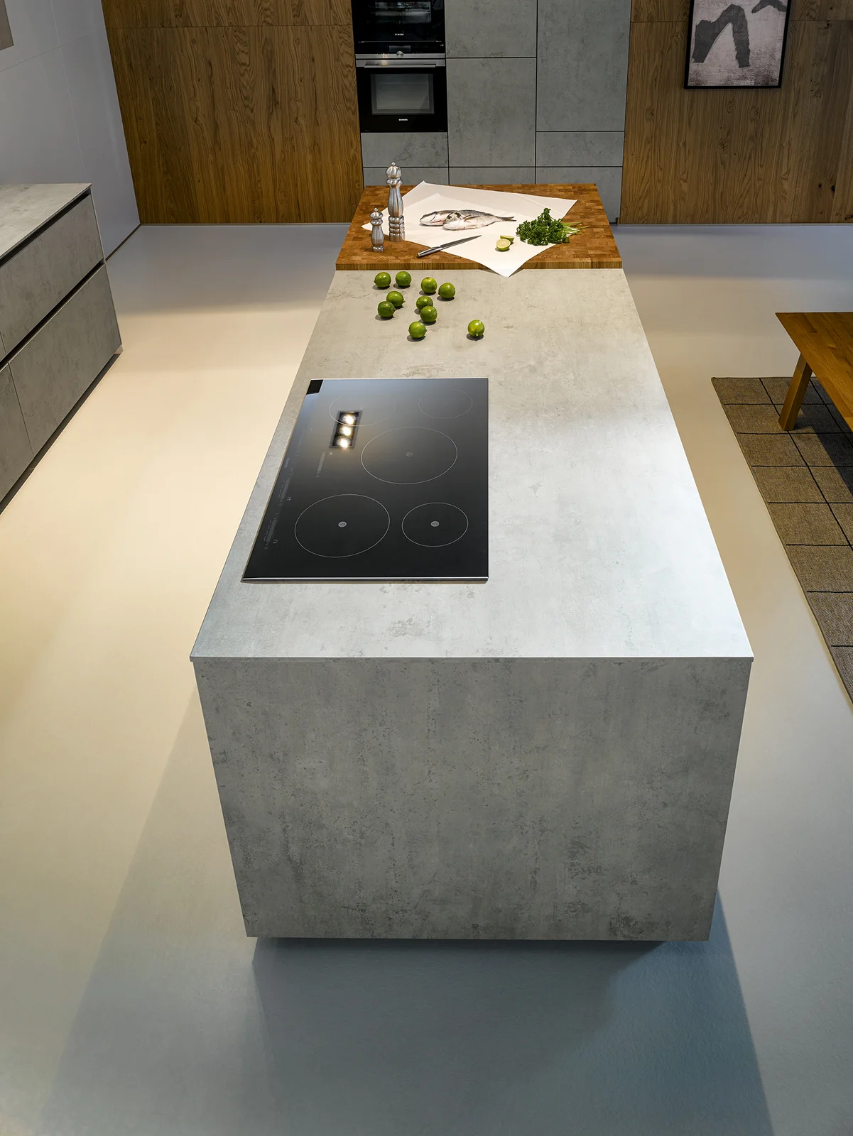 cooking island with cooking hob