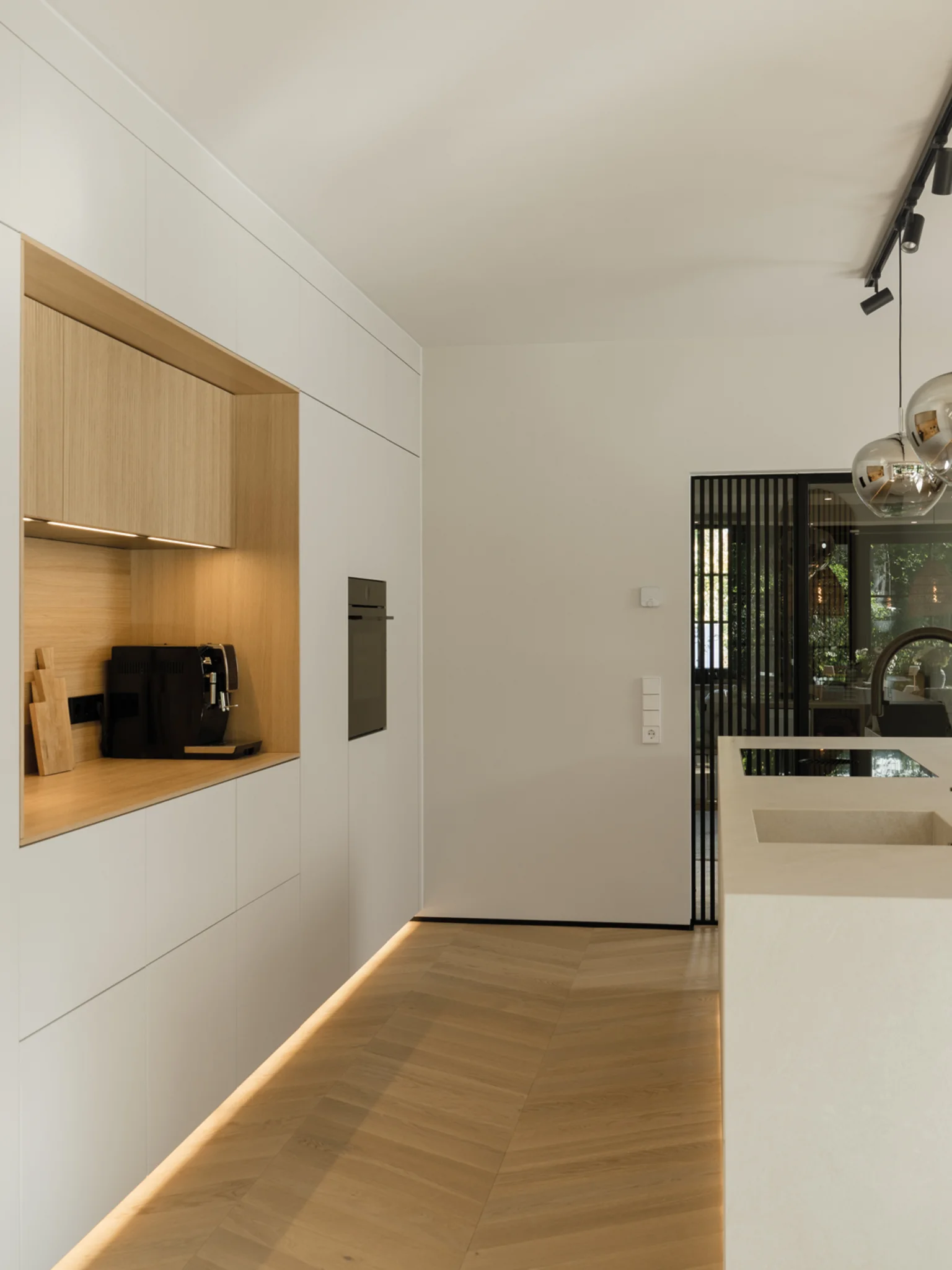 next125 cooking island and niche detail Japandi kitchen Dubai