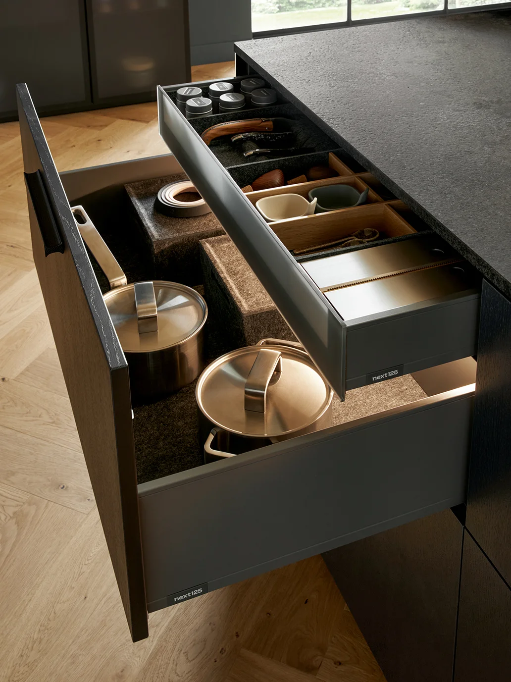 cupboards with utensiles