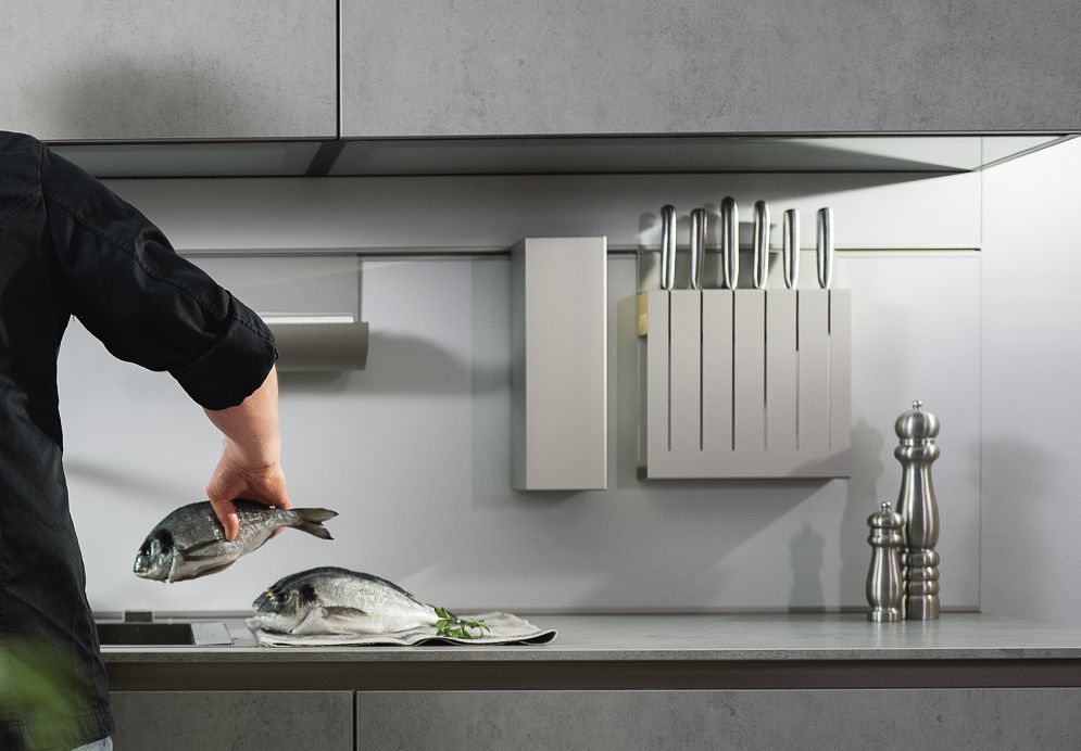 kitchen worktop with paneel system