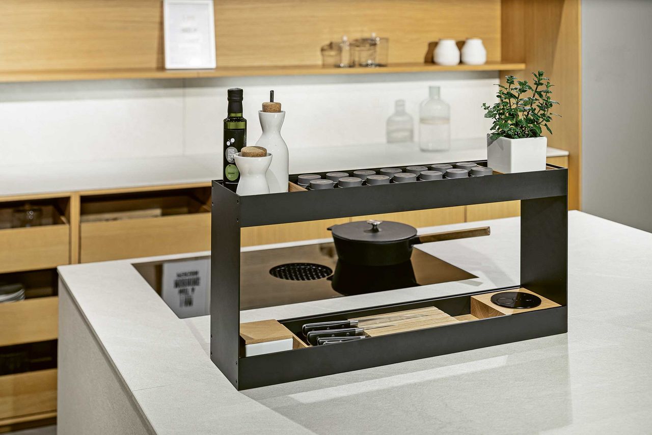 High worktop storage rack