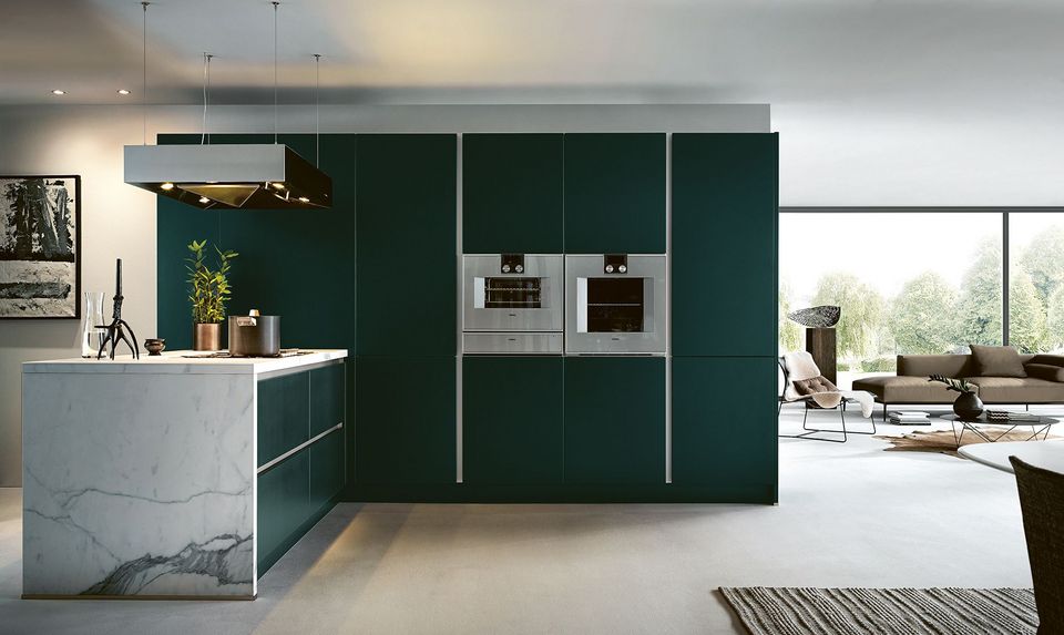 Jaguar green kitchen