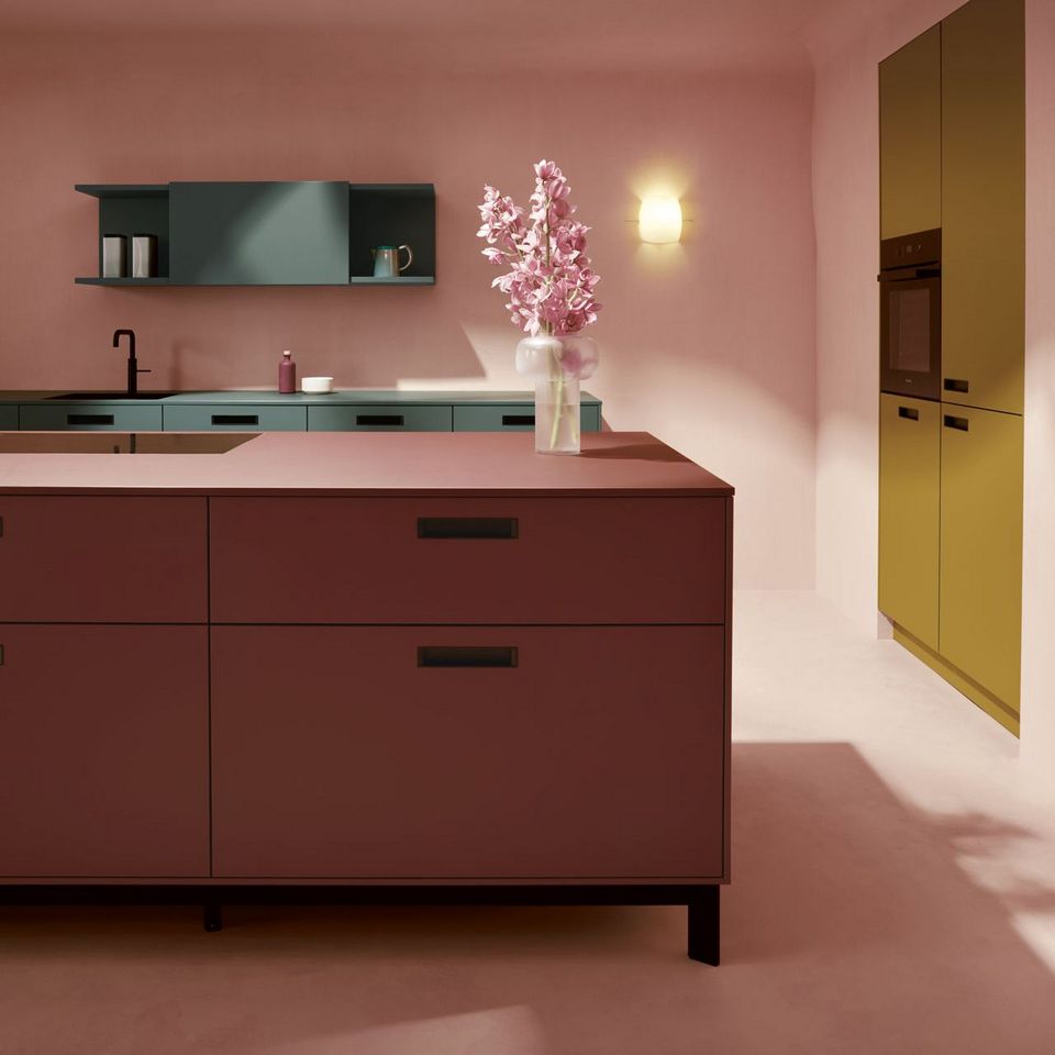 Kochinsel und Arbeitsplatte, Oberschrank