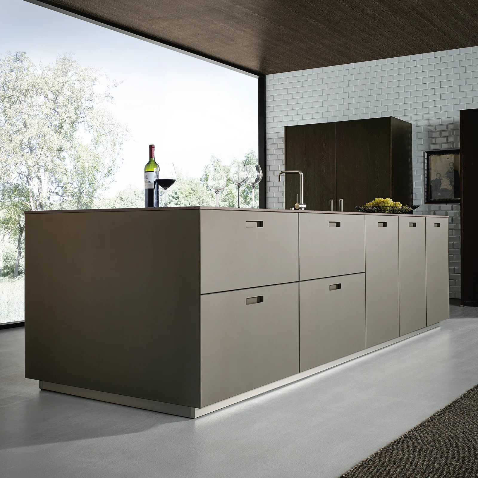 brown kitchen island 