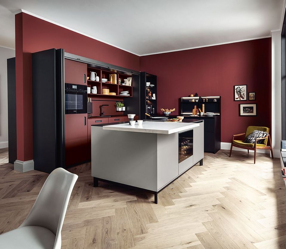 next125 keuken nx510 in onyxzwart en rood
