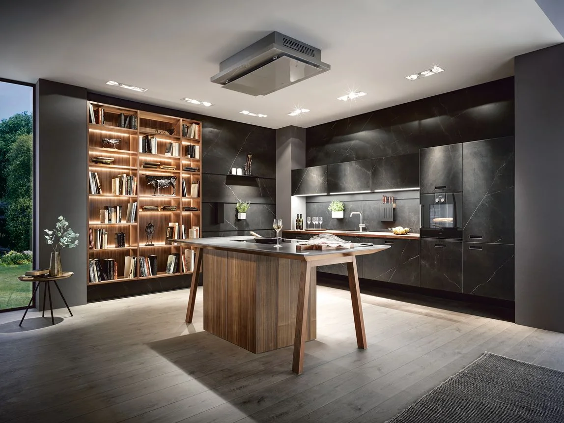 kitchen with cooking table and cupboard
