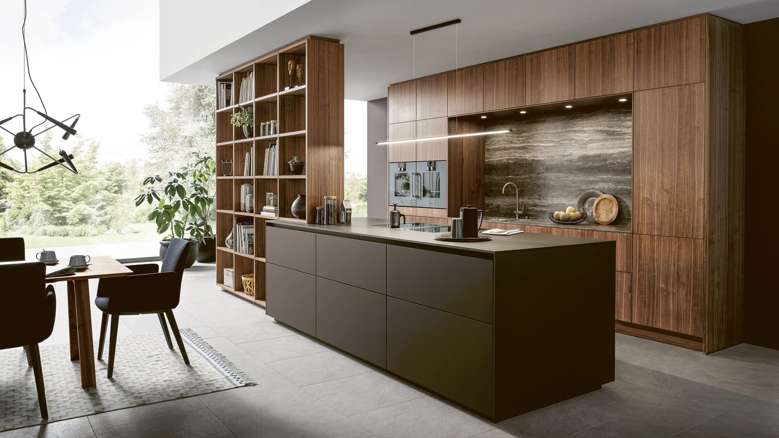 open plan kitchen with a cooking island and tip on mechanic