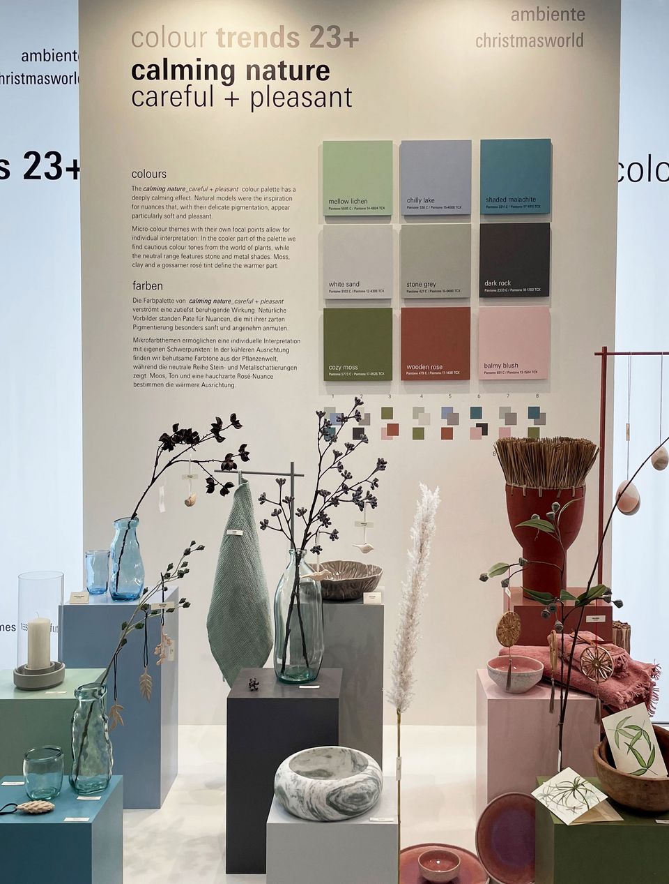 A reserved, natural colour palette “calming nature – careful + pleasant” color trends