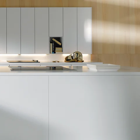 white kitchen island and worktop