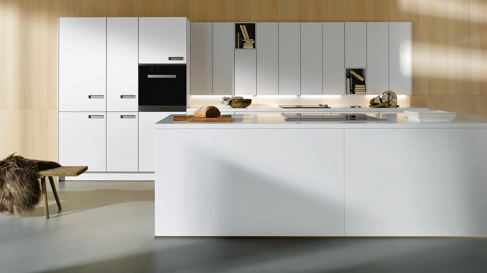 white kitchen island and worktop