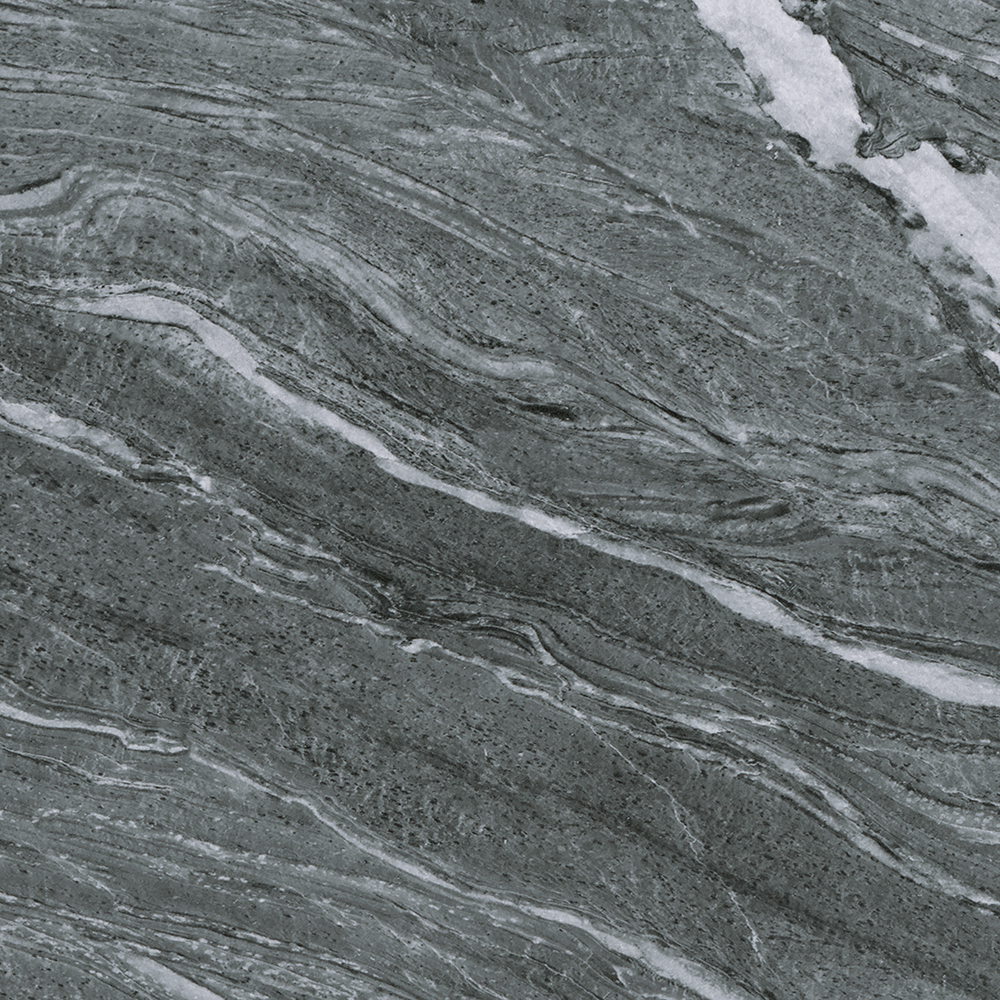 arbeitsplatte küche, Oberfläche in grauer Marmoroptik mit weißen, wellenförmigen Adern